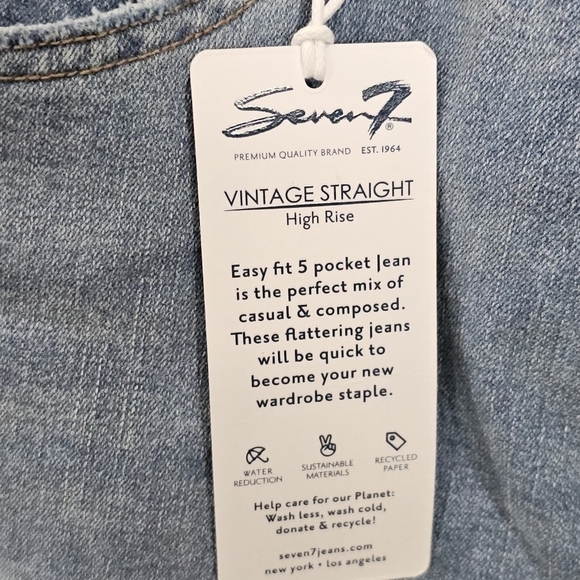 Seven7 High Rise Vintage Straight Distressed Jeans Size 14 New With Tags - Picture 12 of 12